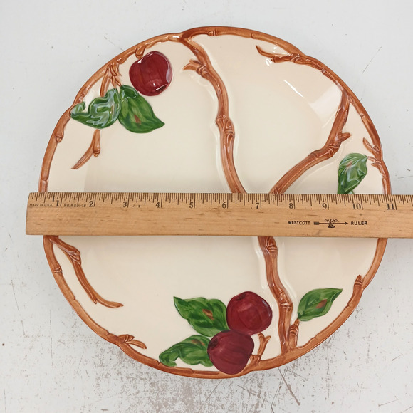 Franciscan Apple Divided Grill Dinner Plate ~ 11" Hand-Painted Ceramic Dish USA - Picture 14 of 15